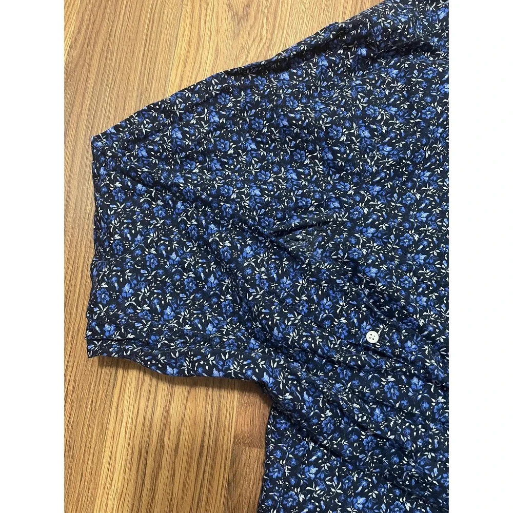 Gant Shirt Mens Medium Floral Slim Fit Broadcloth Long Sleeve Blue